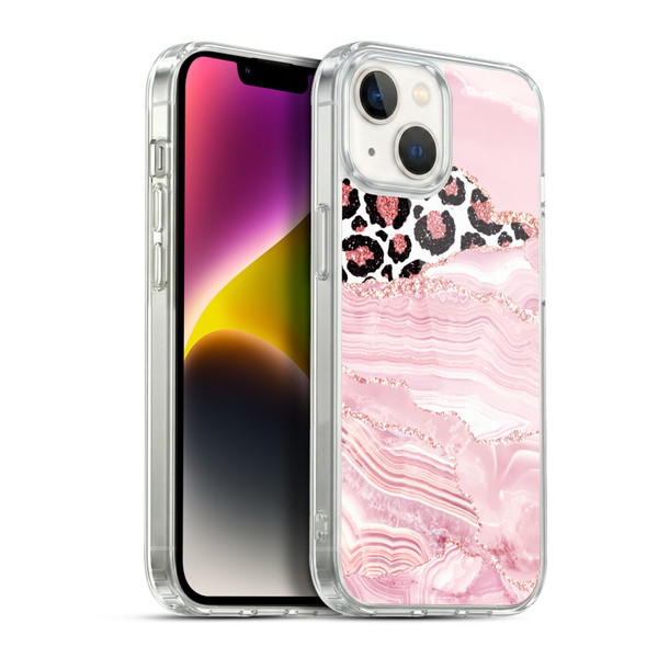 UtArt Wild Cat Marble Pink Glitter Soft Gel Case for Apple iPhone 14