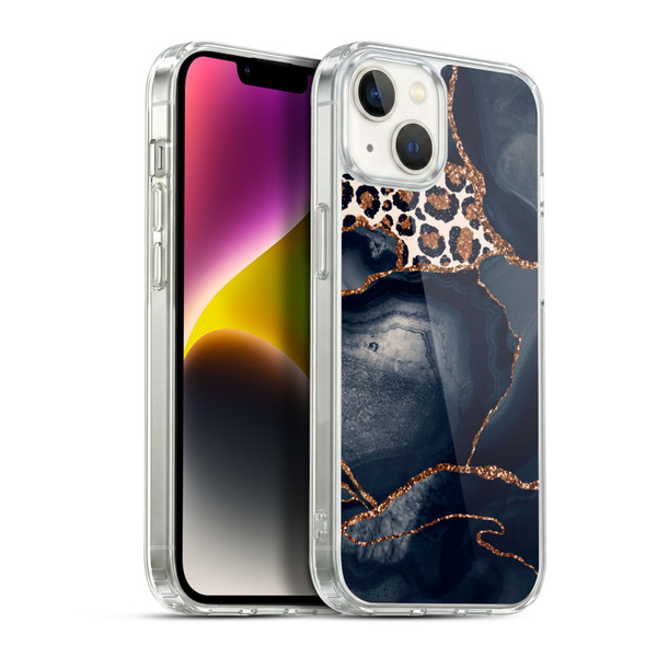 UtArt Wild Cat Marble Leopard Soft Gel Case for Apple iPhone 14 Plus & MagSafe