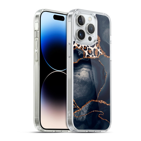 UtArt Wild Cat Marble Leopard Soft Gel Case for Apple iPhone 14 Pro Max & MagSafe