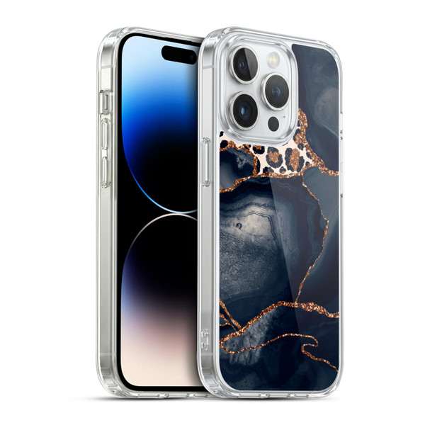 UtArt Wild Cat Marble Leopard Soft Gel Case for Apple iPhone 14 Pro & MagSafe