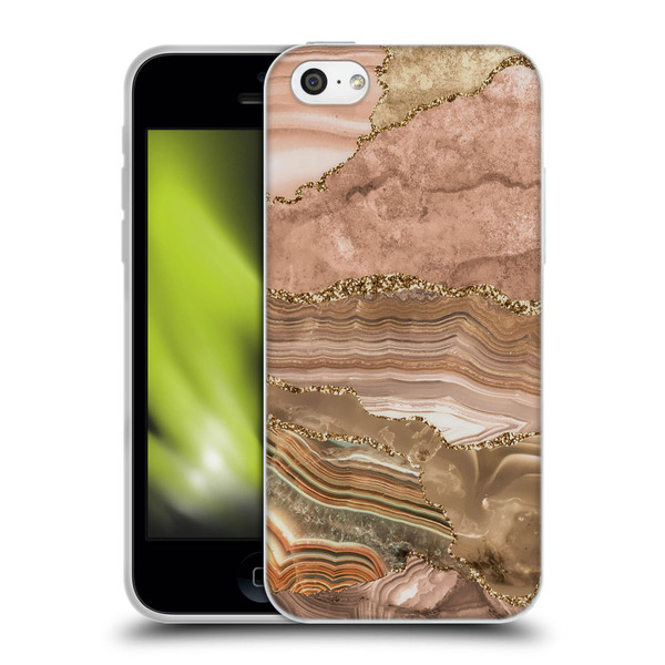 UtArt Wild Cat Marble Beige Gold Soft Gel Case for Apple iPhone 5c
