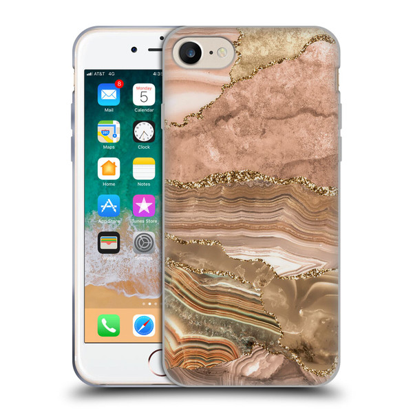 UtArt Wild Cat Marble Beige Gold Soft Gel Case for Apple iPhone 7 / 8 / SE 2020 & 2022