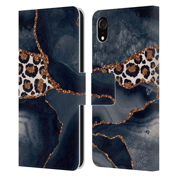 UtArt Wild Cat Marble Leopard Leather Book Wallet Case Cover For Apple iPhone XR