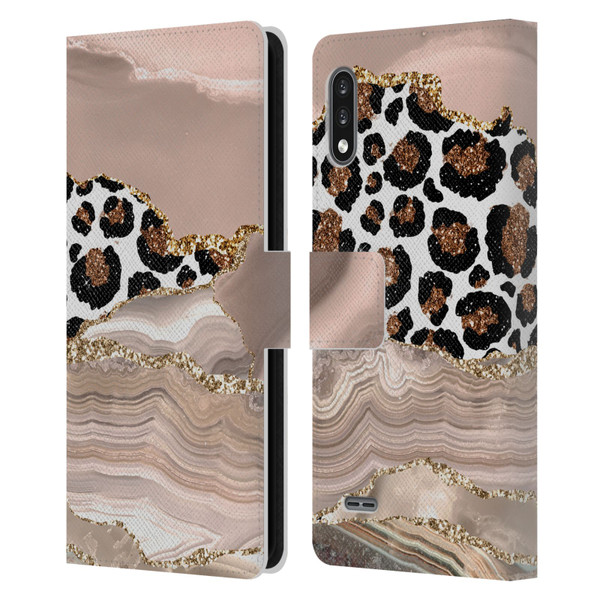 UtArt Wild Cat Marble Cheetah Waves Leather Book Wallet Case Cover For LG K22