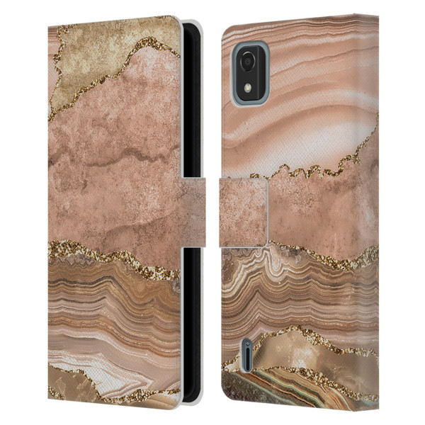 UtArt Wild Cat Marble Beige Gold Leather Book Wallet Case Cover For Nokia C2 2nd Edition