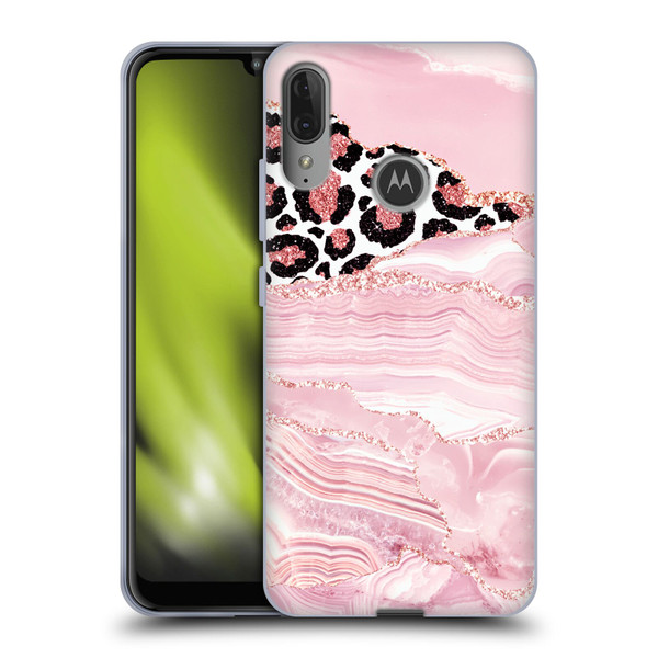 UtArt Wild Cat Marble Pink Glitter Soft Gel Case for Motorola Moto E6 Plus