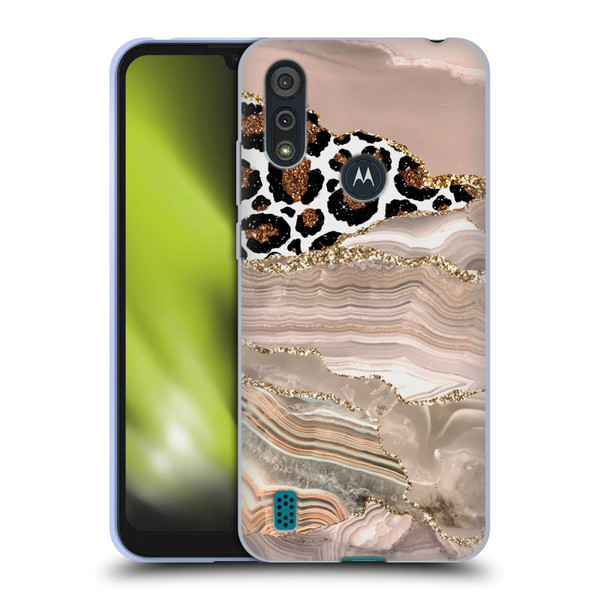 UtArt Wild Cat Marble Cheetah Waves Soft Gel Case for Motorola Moto E6s (2020)