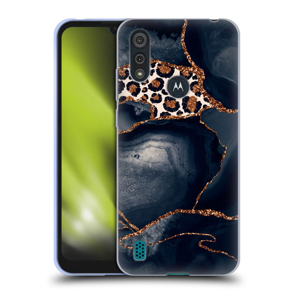UtArt Wild Cat Marble Leopard Soft Gel Case for Motorola Moto E6s (2020)