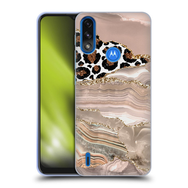 UtArt Wild Cat Marble Cheetah Waves Soft Gel Case for Motorola Moto E7 Power / Moto E7i Power