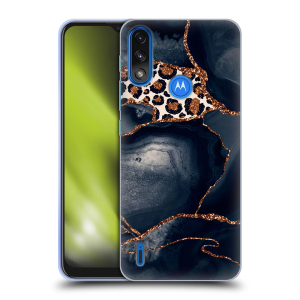 UtArt Wild Cat Marble Leopard Soft Gel Case for Motorola Moto E7 Power / Moto E7i Power