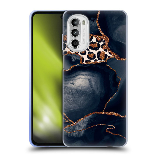 UtArt Wild Cat Marble Leopard Soft Gel Case for Motorola Moto G52