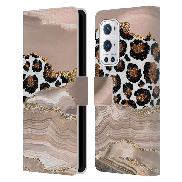UtArt Wild Cat Marble Cheetah Waves Leather Book Wallet Case Cover For OnePlus 9 Pro
