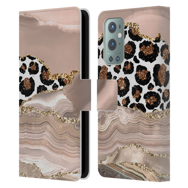 UtArt Wild Cat Marble Cheetah Waves Leather Book Wallet Case Cover For OnePlus 9
