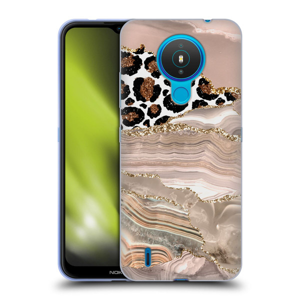 UtArt Wild Cat Marble Cheetah Waves Soft Gel Case for Nokia 1.4