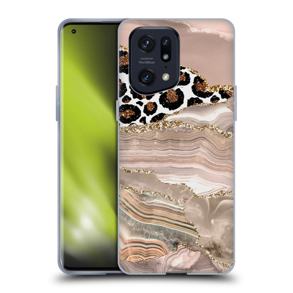 UtArt Wild Cat Marble Cheetah Waves Soft Gel Case for OPPO Find X5 Pro