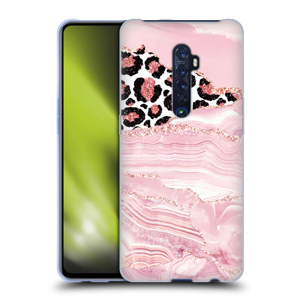 UtArt Wild Cat Marble Pink Glitter Soft Gel Case for OPPO Reno 2