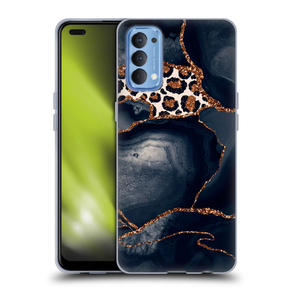 UtArt Wild Cat Marble Leopard Soft Gel Case for OPPO Reno 4 5G