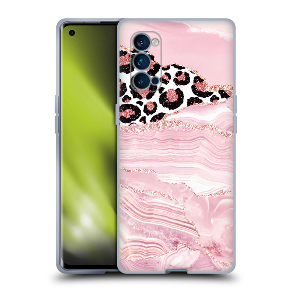 UtArt Wild Cat Marble Pink Glitter Soft Gel Case for OPPO Reno 4 Pro 5G