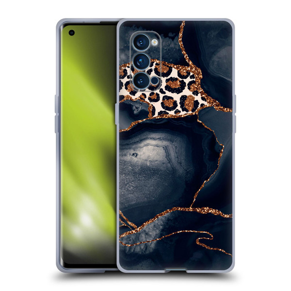 UtArt Wild Cat Marble Leopard Soft Gel Case for OPPO Reno 4 Pro 5G