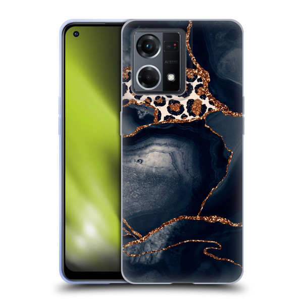 UtArt Wild Cat Marble Leopard Soft Gel Case for OPPO Reno8 4G