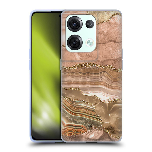 UtArt Wild Cat Marble Beige Gold Soft Gel Case for OPPO Reno8 Pro
