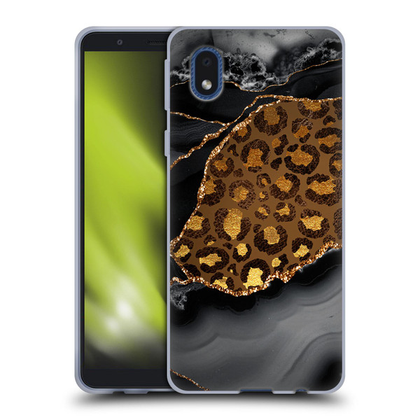 UtArt Wild Cat Marble Dark Gilded Leopard Soft Gel Case for Samsung Galaxy A01 Core (2020)