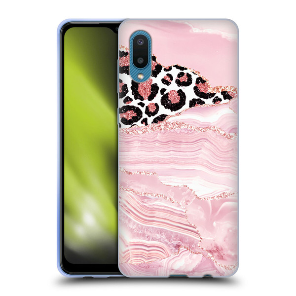 UtArt Wild Cat Marble Pink Glitter Soft Gel Case for Samsung Galaxy A02/M02 (2021)