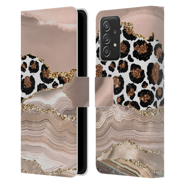 UtArt Wild Cat Marble Cheetah Waves Leather Book Wallet Case Cover For Samsung Galaxy A53 5G (2022)