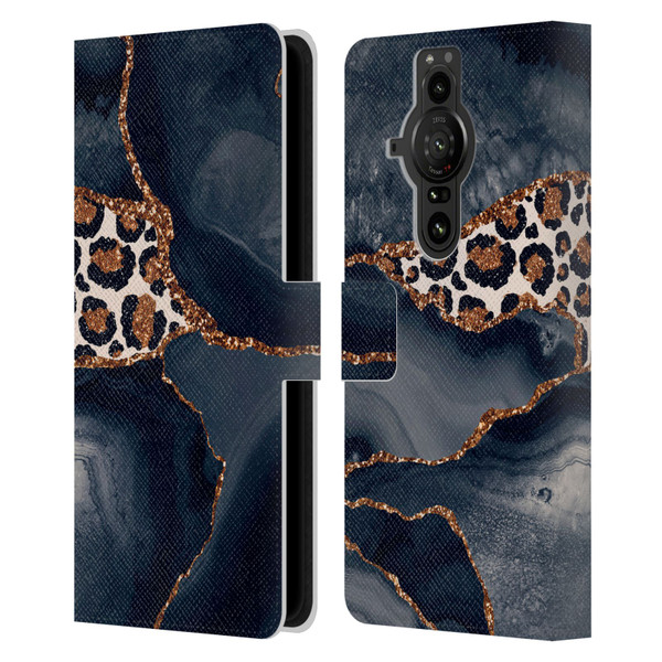 UtArt Wild Cat Marble Leopard Leather Book Wallet Case Cover For Sony Xperia Pro-I