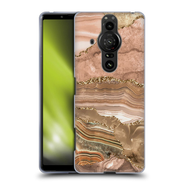 UtArt Wild Cat Marble Beige Gold Soft Gel Case for Sony Xperia Pro-I