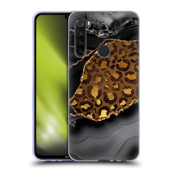 UtArt Wild Cat Marble Dark Gilded Leopard Soft Gel Case for Xiaomi Redmi Note 8T