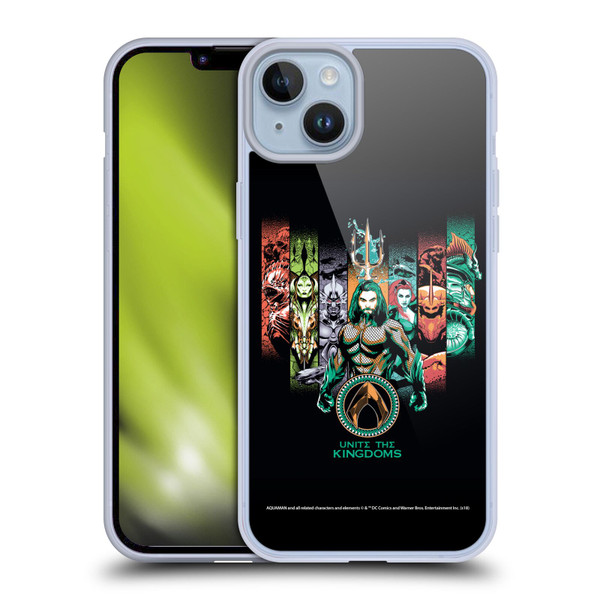 Aquaman Movie Graphics Unite The Kingdoms Soft Gel Case for Apple iPhone 14 Plus