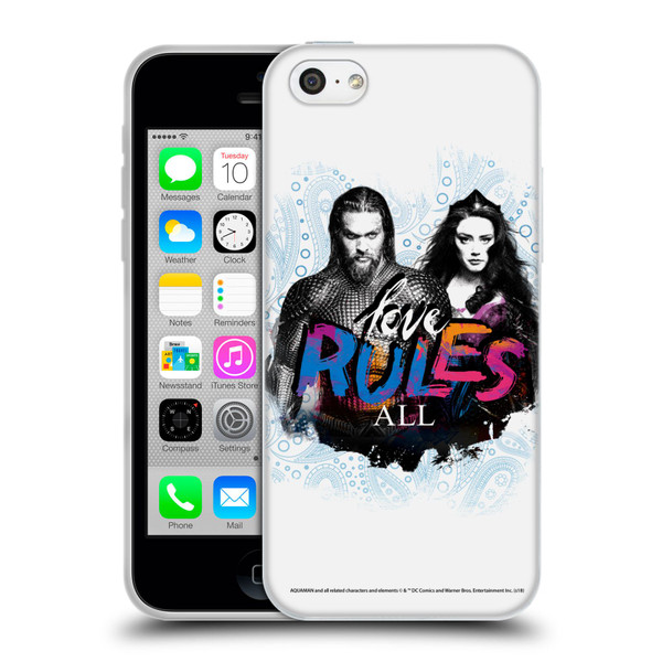 Aquaman Movie Graphics Love Rules All Soft Gel Case for Apple iPhone 5c