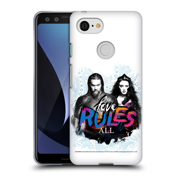 Aquaman Movie Graphics Love Rules All Soft Gel Case for Google Pixel 3