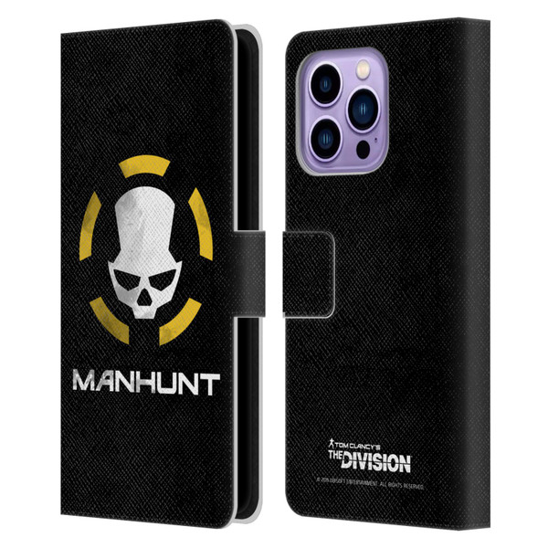 Tom Clancy's The Division Dark Zone Manhunt Logo Leather Book Wallet Case Cover For Apple iPhone 14 Pro Max