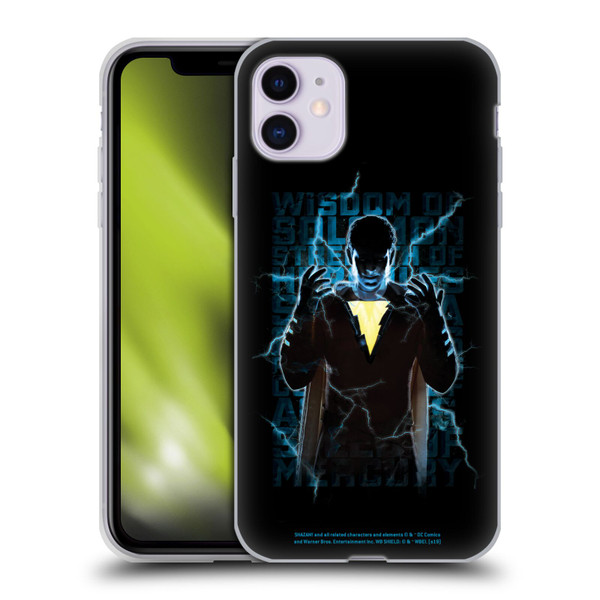 Shazam! 2019 Movie Character Art Lightning Typography Soft Gel Case for Apple iPhone 11