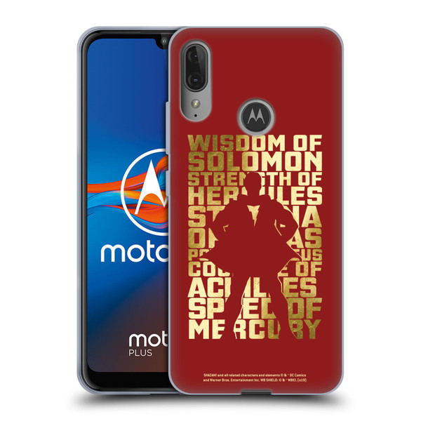 Shazam! 2019 Movie Character Art Typography Soft Gel Case for Motorola Moto E6 Plus
