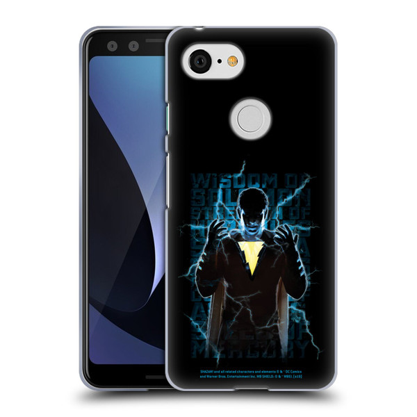 Shazam! 2019 Movie Character Art Lightning Typography Soft Gel Case for Google Pixel 3