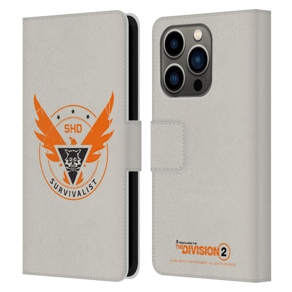 Tom Clancy's The Division 2 Logo Art Survivalist Leather Book Wallet Case Cover For Apple iPhone 14 Pro