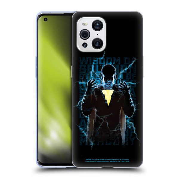 Shazam! 2019 Movie Character Art Lightning Typography Soft Gel Case for OPPO Find X3 / Pro