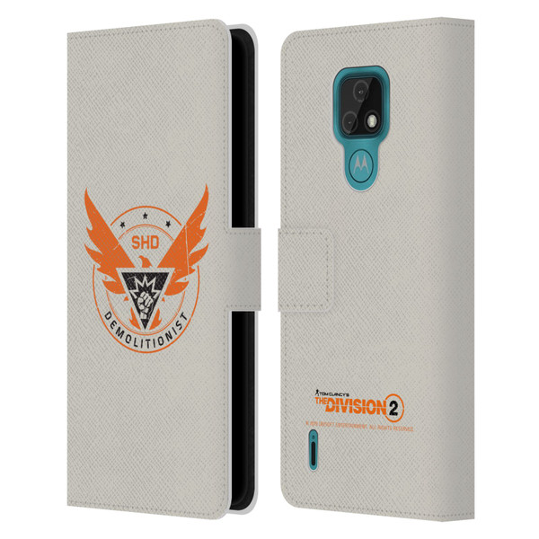 Tom Clancy's The Division 2 Logo Art Demolitionist Leather Book Wallet Case Cover For Motorola Moto E7
