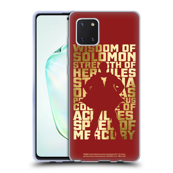 Shazam! 2019 Movie Character Art Typography Soft Gel Case for Samsung Galaxy Note10 Lite