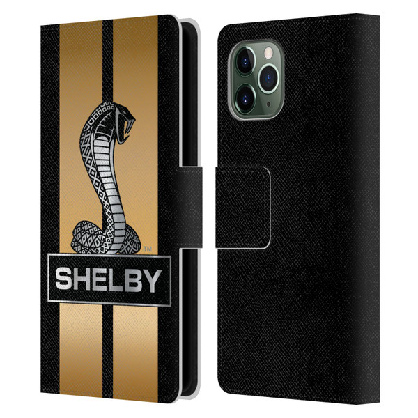 Shelby Car Graphics Gold Leather Book Wallet Case Cover For Apple iPhone 11 Pro
