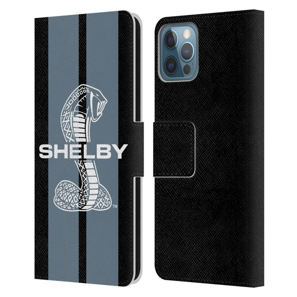 Shelby Car Graphics Gray Leather Book Wallet Case Cover For Apple iPhone 12 / iPhone 12 Pro
