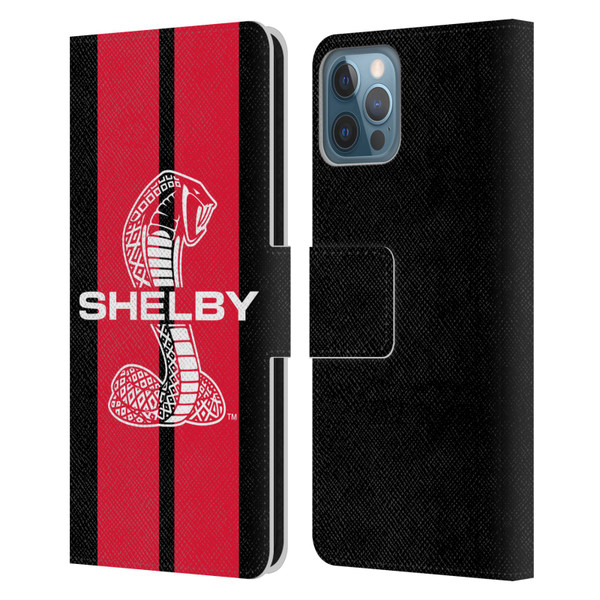 Shelby Car Graphics Red Leather Book Wallet Case Cover For Apple iPhone 12 / iPhone 12 Pro