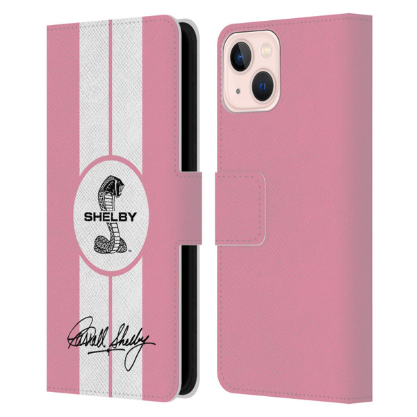 Shelby Car Graphics 1965 427 S/C Pink Leather Book Wallet Case Cover For Apple iPhone 13