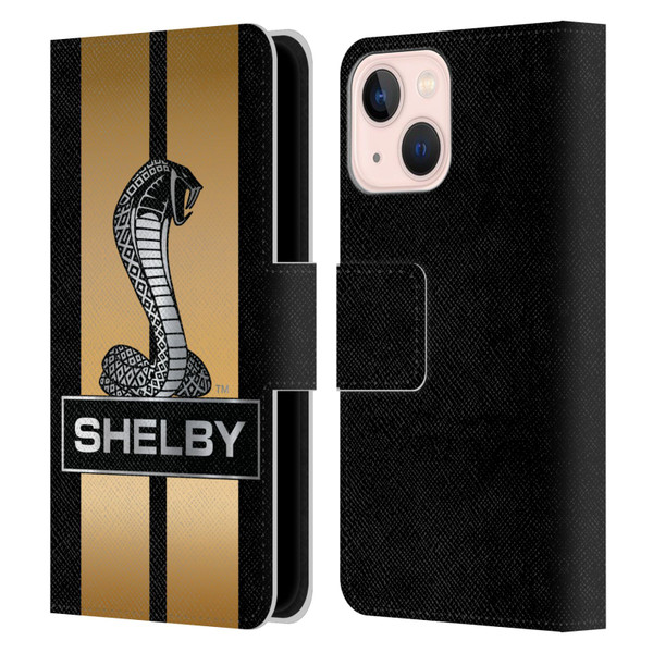 Shelby Car Graphics Gold Leather Book Wallet Case Cover For Apple iPhone 13 Mini