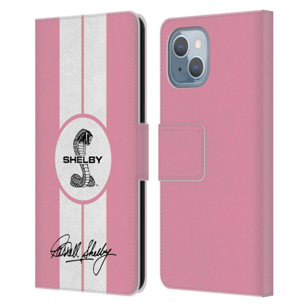 Shelby Car Graphics 1965 427 S/C Pink Leather Book Wallet Case Cover For Apple iPhone 14
