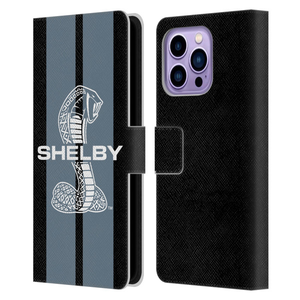 Shelby Car Graphics Gray Leather Book Wallet Case Cover For Apple iPhone 14 Pro Max