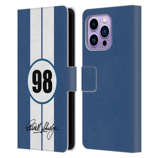 Shelby Car Graphics 1965 427 S/C Blue Leather Book Wallet Case Cover For Apple iPhone 14 Pro Max